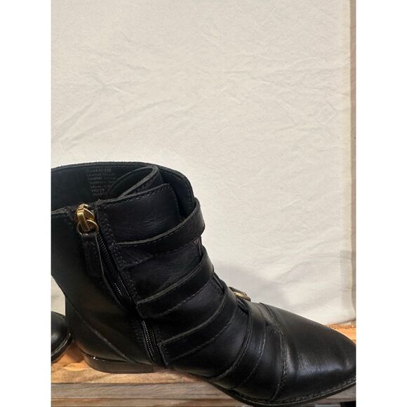 J.Crew Multi Buckle Black Leather Zip Boots/Booties, Size 7.5 - Picture 4 of 12